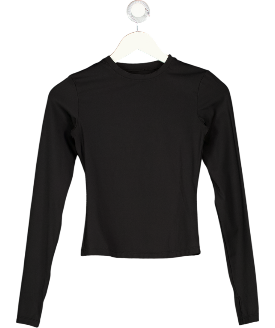 ADANOLA Black Long-sleeve Stretch-jersey Top UK XS