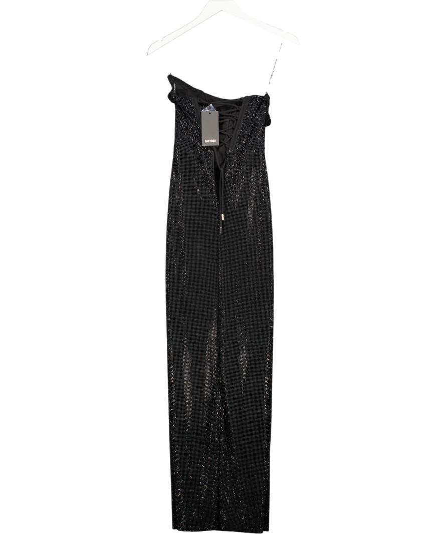 Babyboo Black Crystal Embellished Mirabella Maxi Dress UK XS