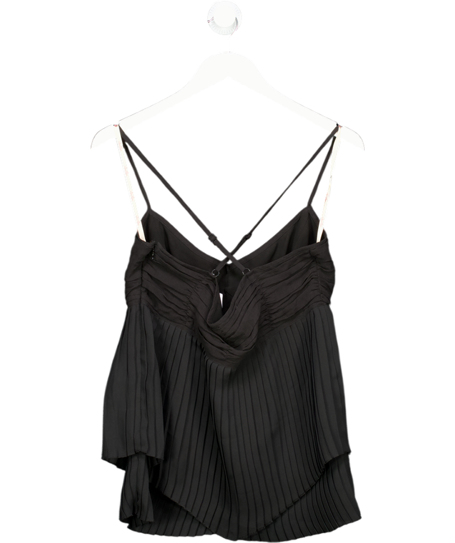 WHISTLES Black Pleated Detail Cami Top UK 14