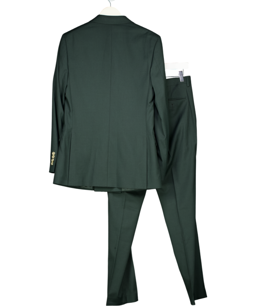 M&S Green Slim Fit Double Breasted Suit Jacket (36") And Trousers Set W30