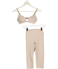 CSB Beige Scrunch Capri Leggings And Form Bra Set UK S