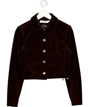 ASTR the Label Brown Vox Velvet Button Front Jacket UK XS