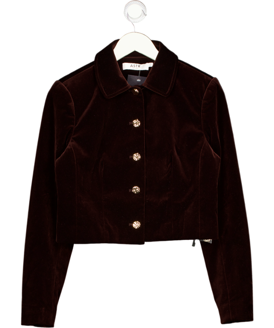 ASTR the Label Brown Vox Velvet Button Front Jacket UK XS