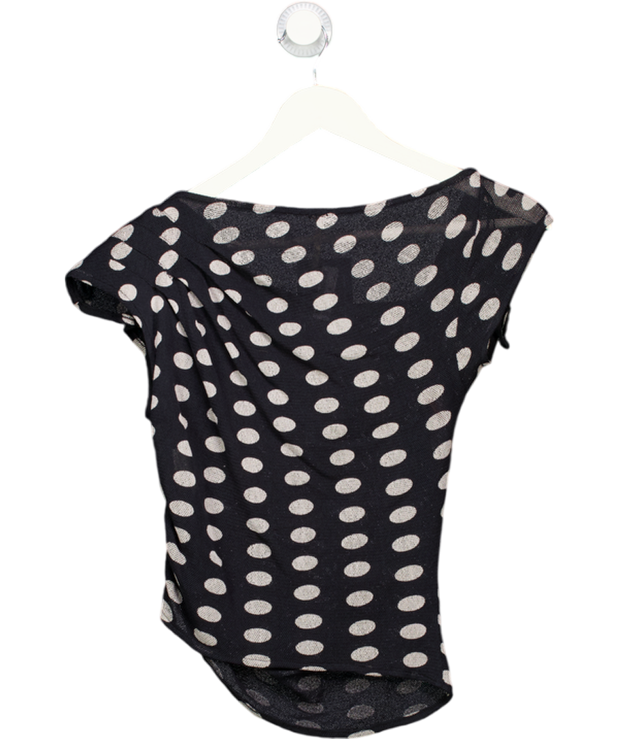 FREE PEOPLE Black & White Polka Dot Mesh Top UK XS