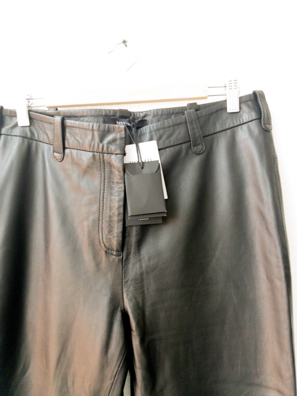 MUUBAA Black Tailored Straight Leg Real Leather Trousers UK 10