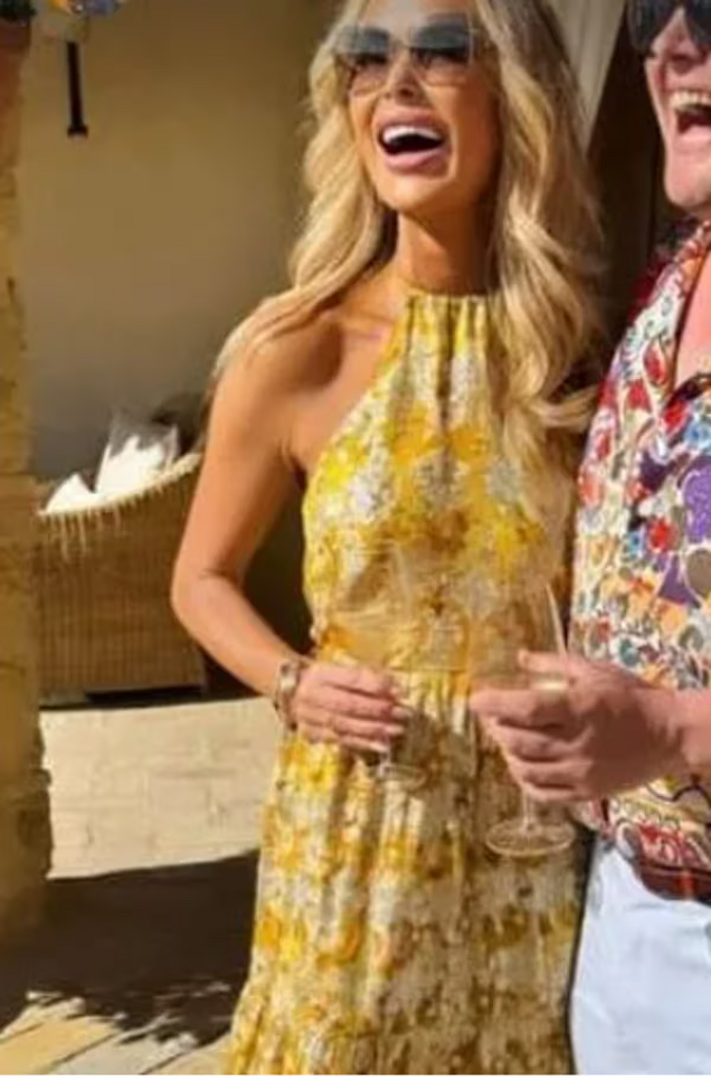 RIVER ISLAND Yellow Floral Metallic Thread Maxi Dress UK 8