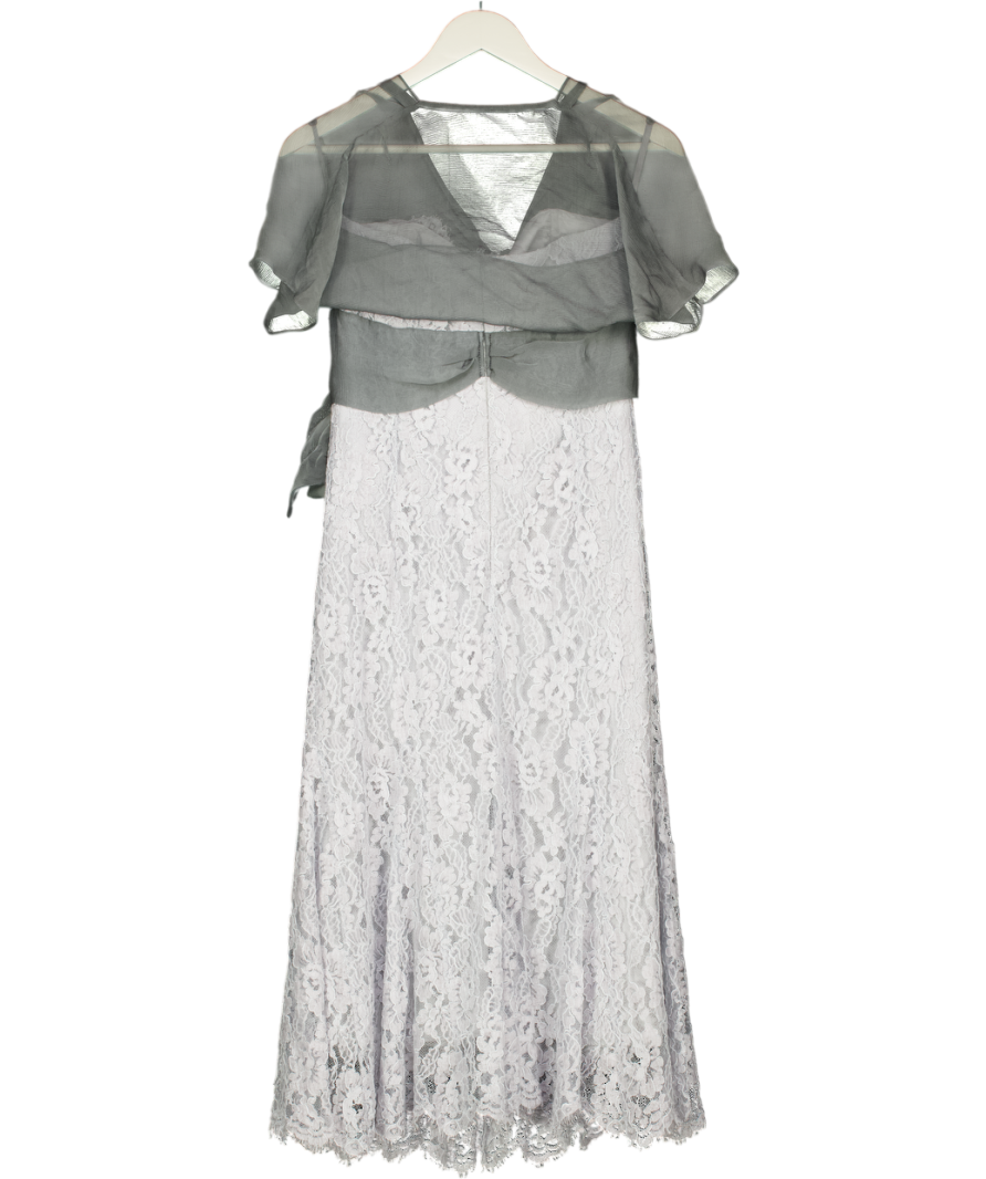 Paddy Campbell Grey 19ed Strapless Lace Maxi Dress With Chiffon Shawl UK 12