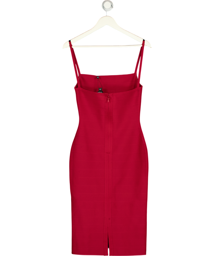 TIGER MIST Cherry Red Midori Midi Sculpting Bandage Dress UK XS
