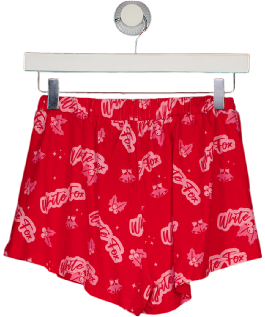 WHITE FOX Red Christmas Logo Shorts UK XS
