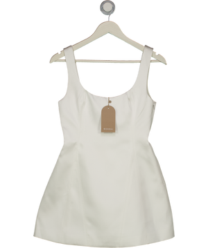 MESHKI Beth Satin Mini Dress - White UK XS