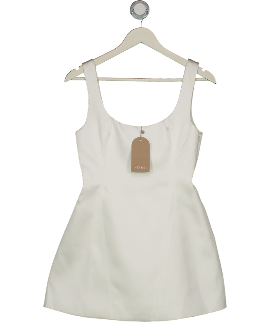 MESHKI Beth Satin Mini Dress - White UK XS