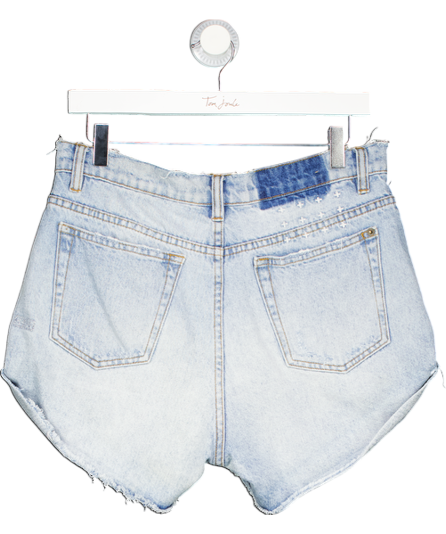 Ksubi Blue Distressed High Rise Denim Shorts W26