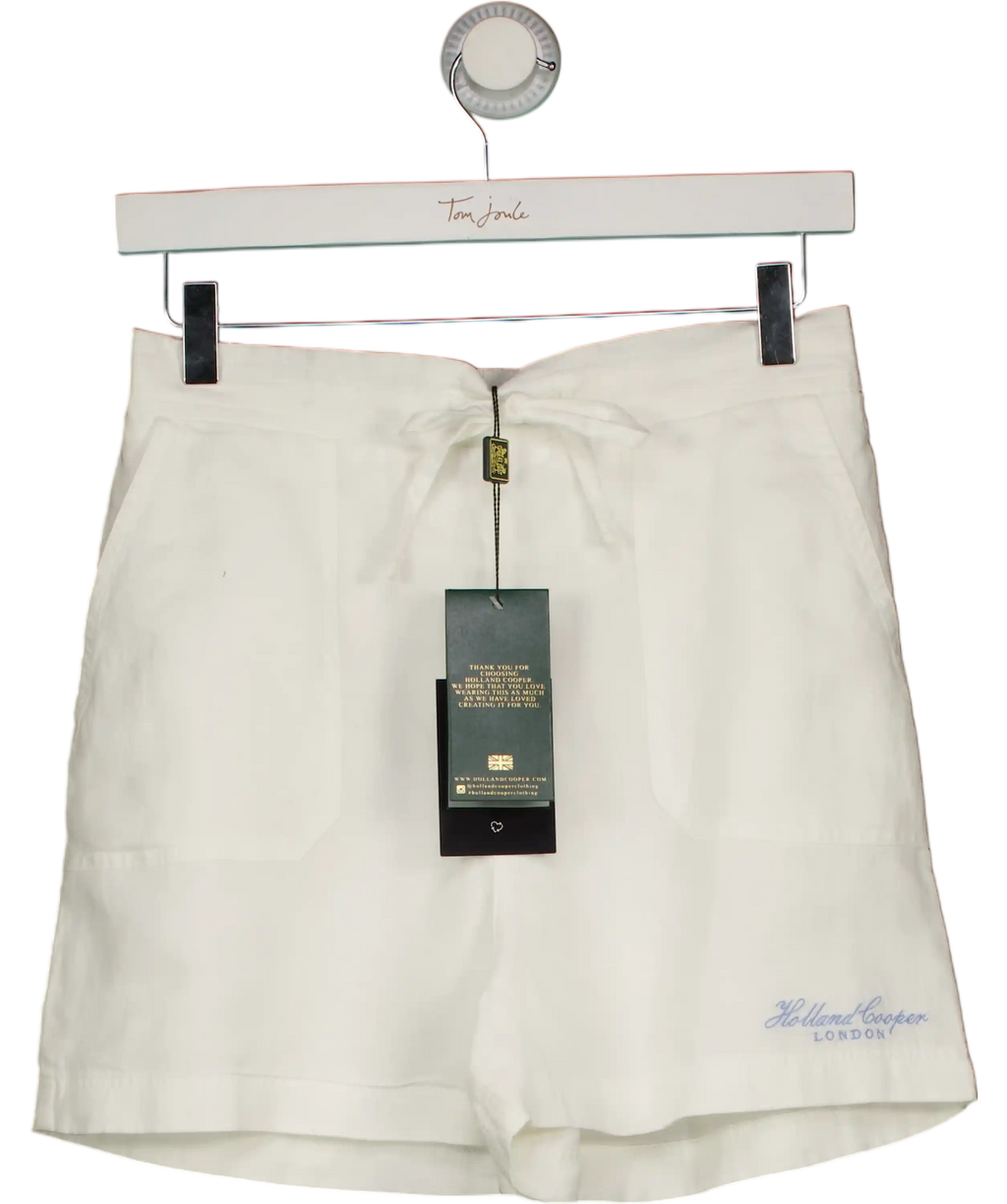 HOLLAND COOPER Amalfi Linen Embroidered Logo Short White UK XS