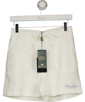 HOLLAND COOPER Amalfi Linen Embroidered Logo Short White UK XS