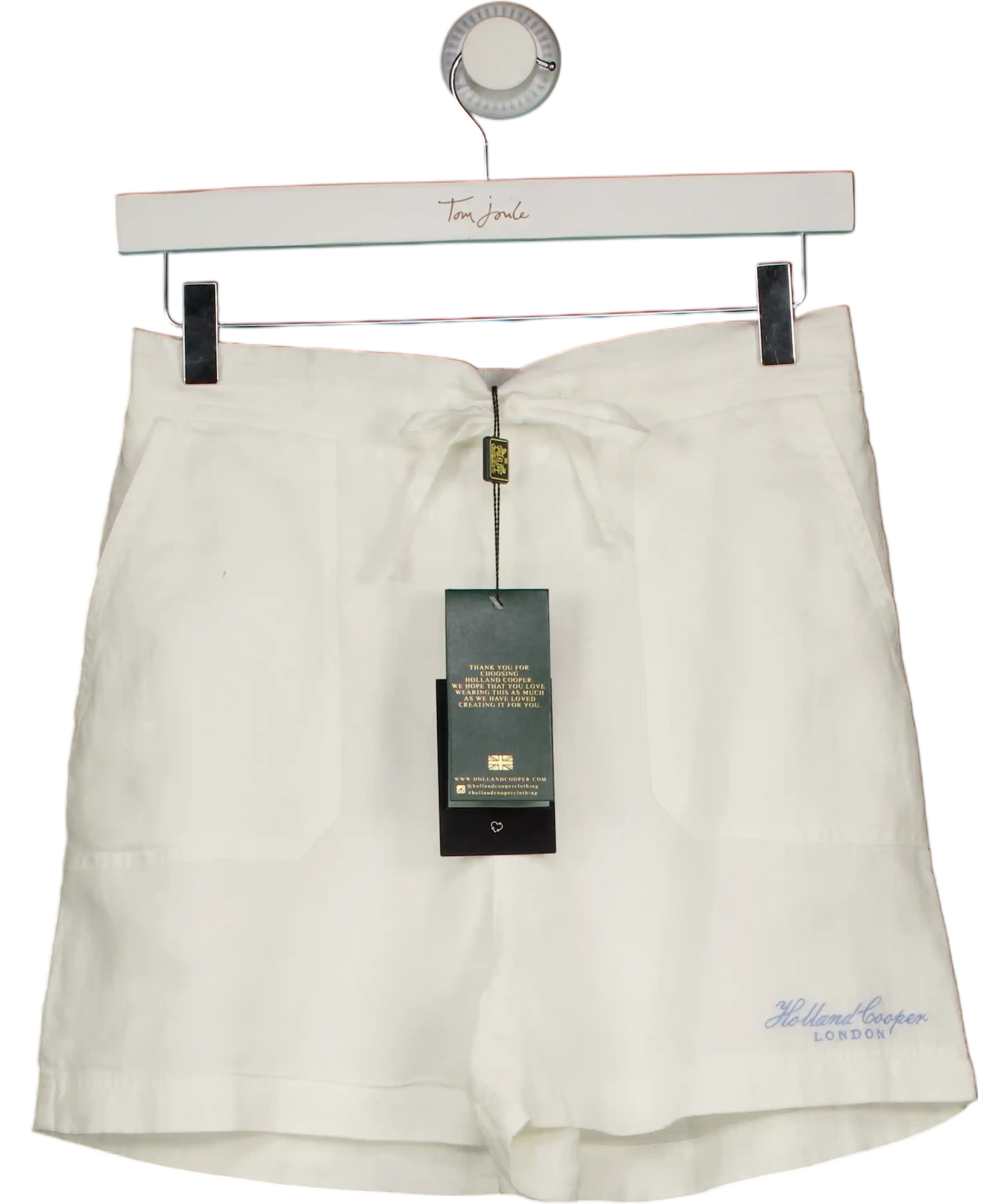 HOLLAND COOPER Amalfi Linen Embroidered Logo Short White UK XS