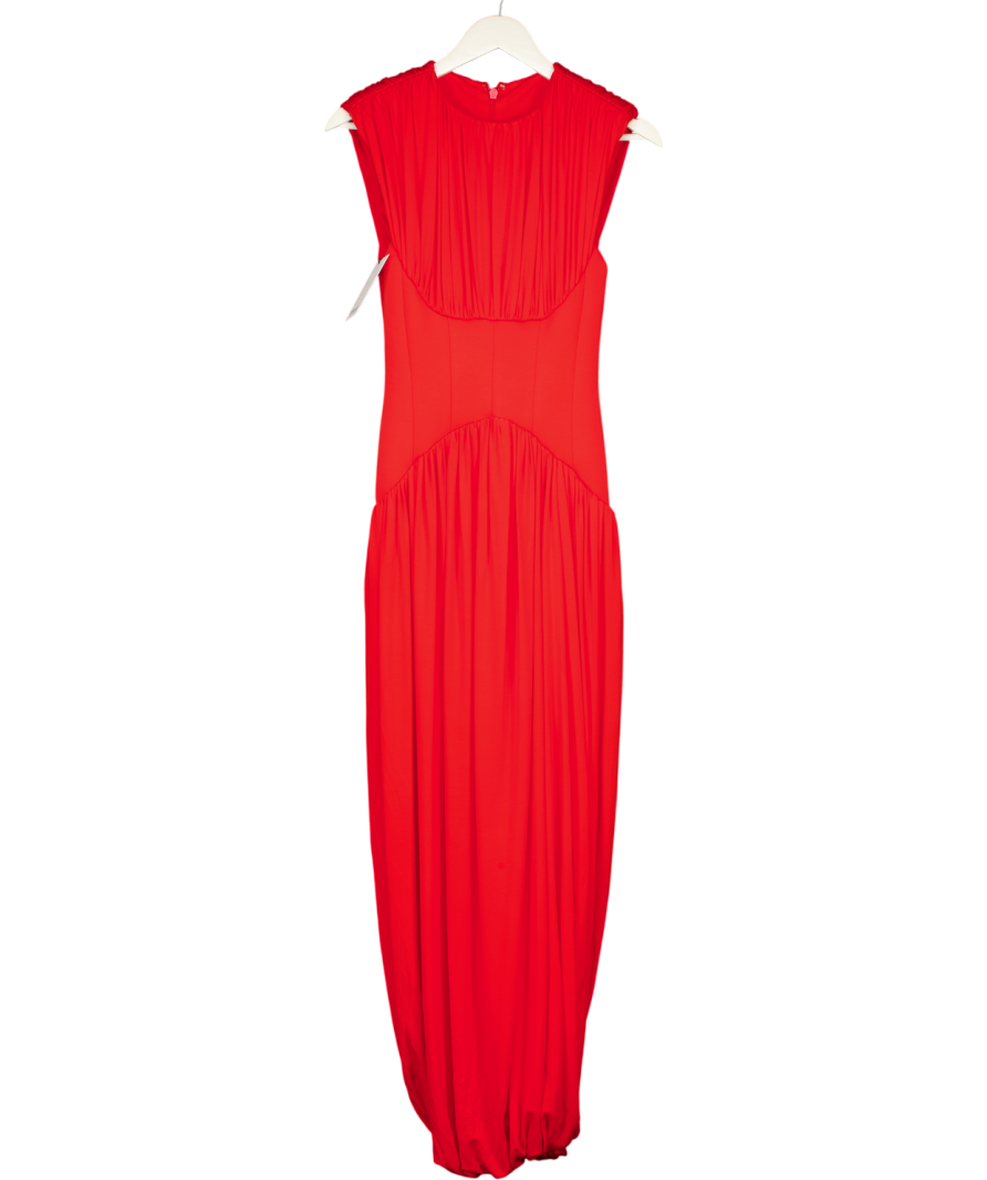 ARRANGE Gathered Drape Maxi Dress With Cinched Waist In Red UK 8