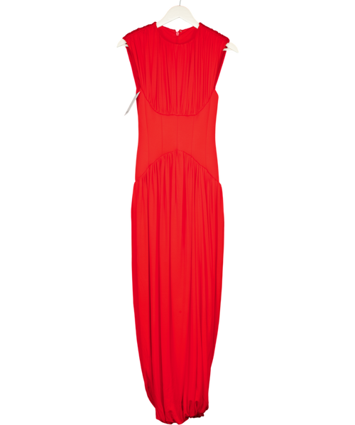 ARRANGE Gathered Drape Maxi Dress With Cinched Waist In Red UK 8