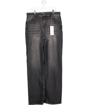 AMBELA Washed Black Stretch Straight Leg Jeans - Tall UK 18