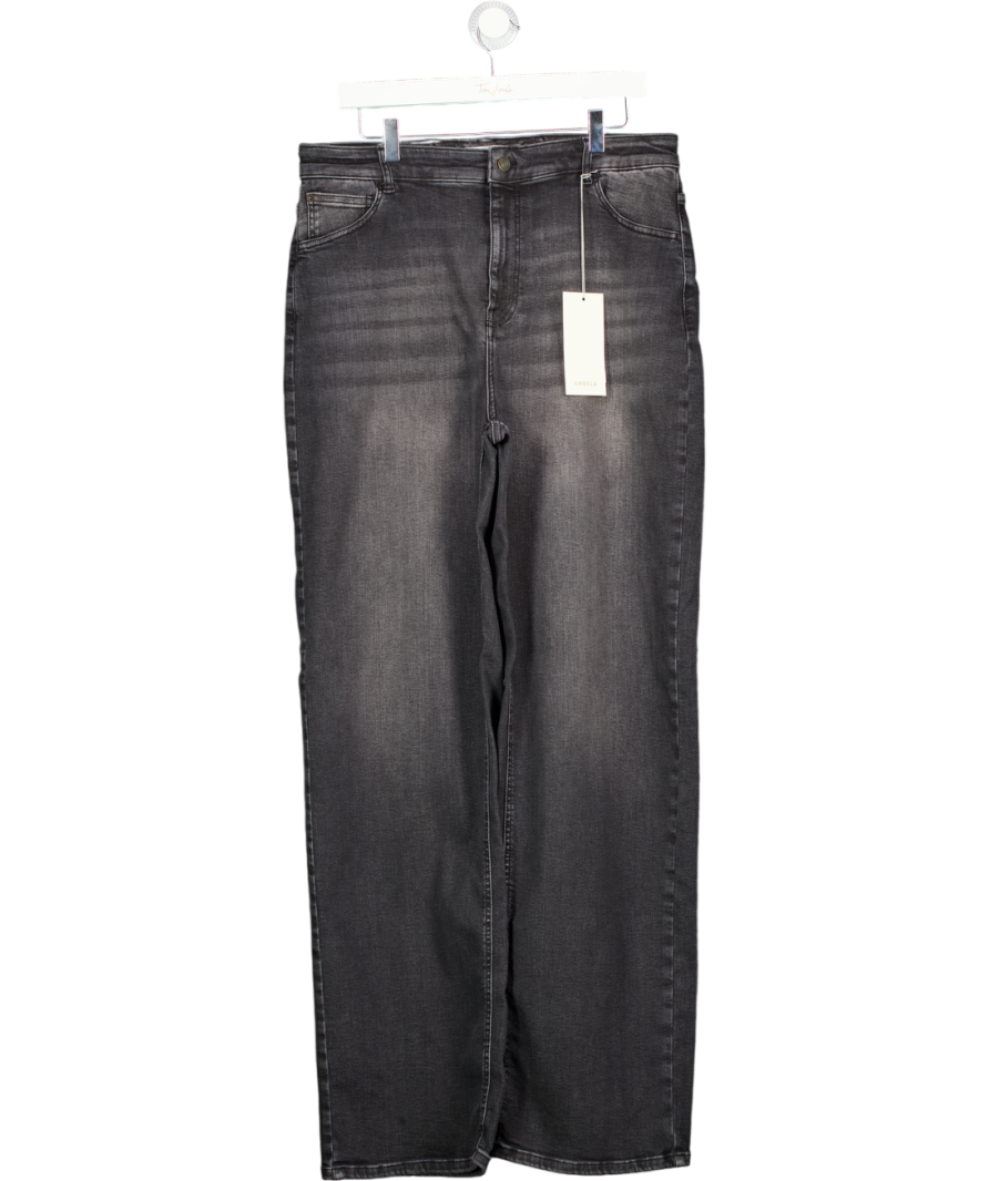AMBELA Washed Black Stretch Straight Leg Jeans - Tall UK 18