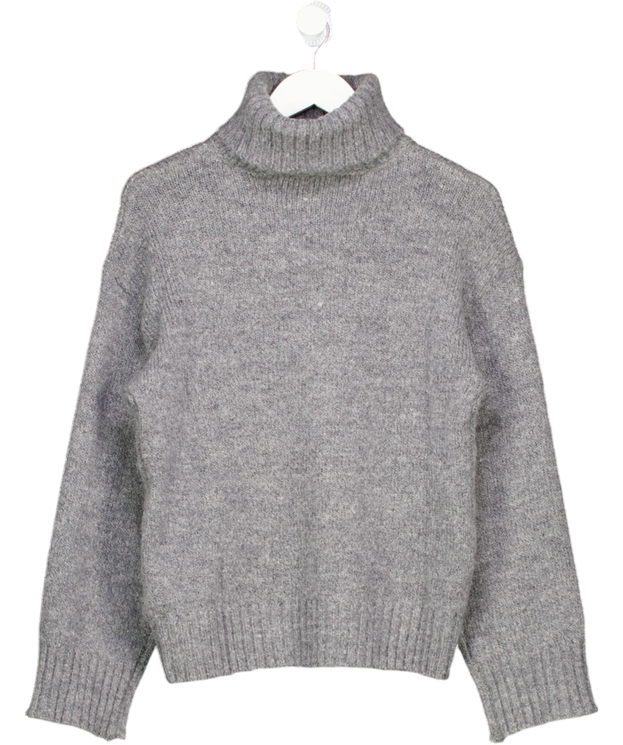 NA-KD Grey Turtle Neck Wool Blend Knitted Sweater UK XS