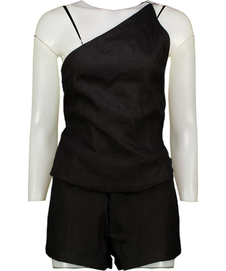 HNTR THE LABEL 2-piece Black Linen Sam Shorts And Top Set UK S