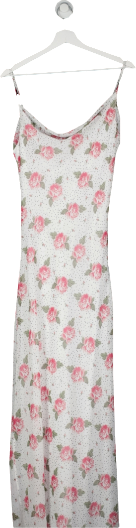 BLESS THIS MESS White Rose Print Maxi Dress UK 8