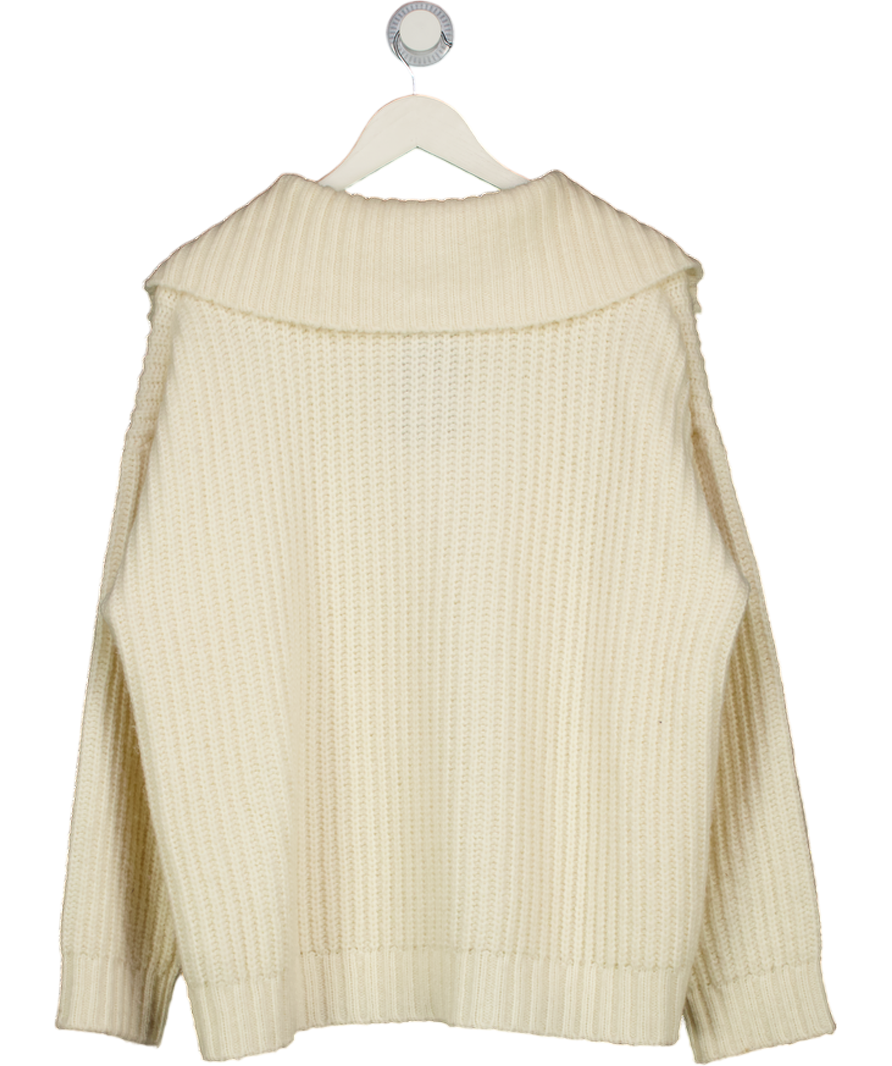 VARLEY Ivory Cream Merino / Cashmere Blend Flora Half-zip Jumper UK M