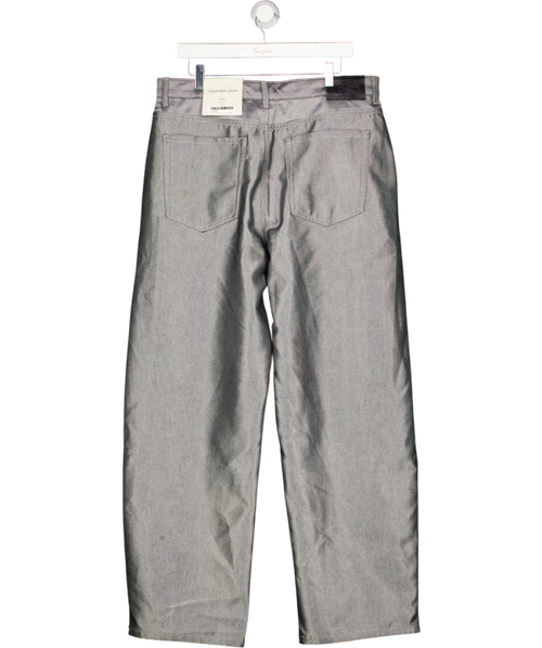 CALVIN KLEIN Metallic Grey Deni Shine Relaxed Barrel Jeans W33