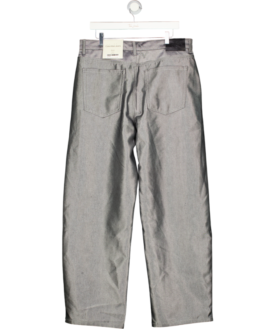 CALVIN KLEIN Metallic Grey Deni Shine Relaxed Barrel Jeans W33