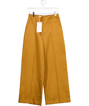 ZARA Caramel Brown Satin Wide-leg Trousers UK XS