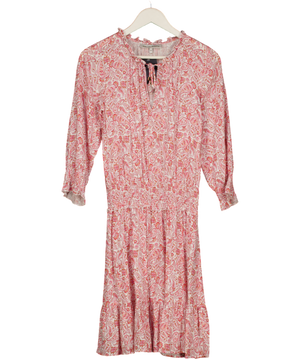 HEIDI KLEIN Pink Paisley-print Poplin Shirred Waist  Mini Dress UK S