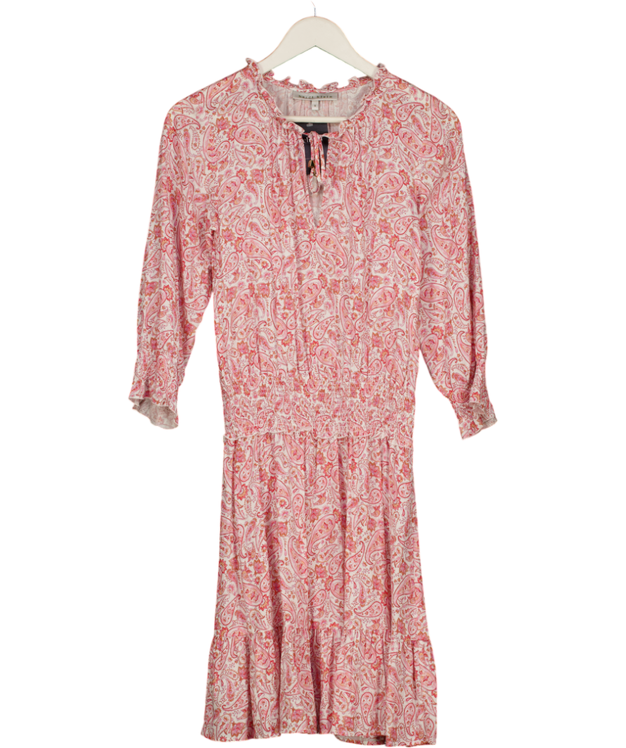 HEIDI KLEIN Pink Paisley-print Poplin Shirred Waist  Mini Dress UK S