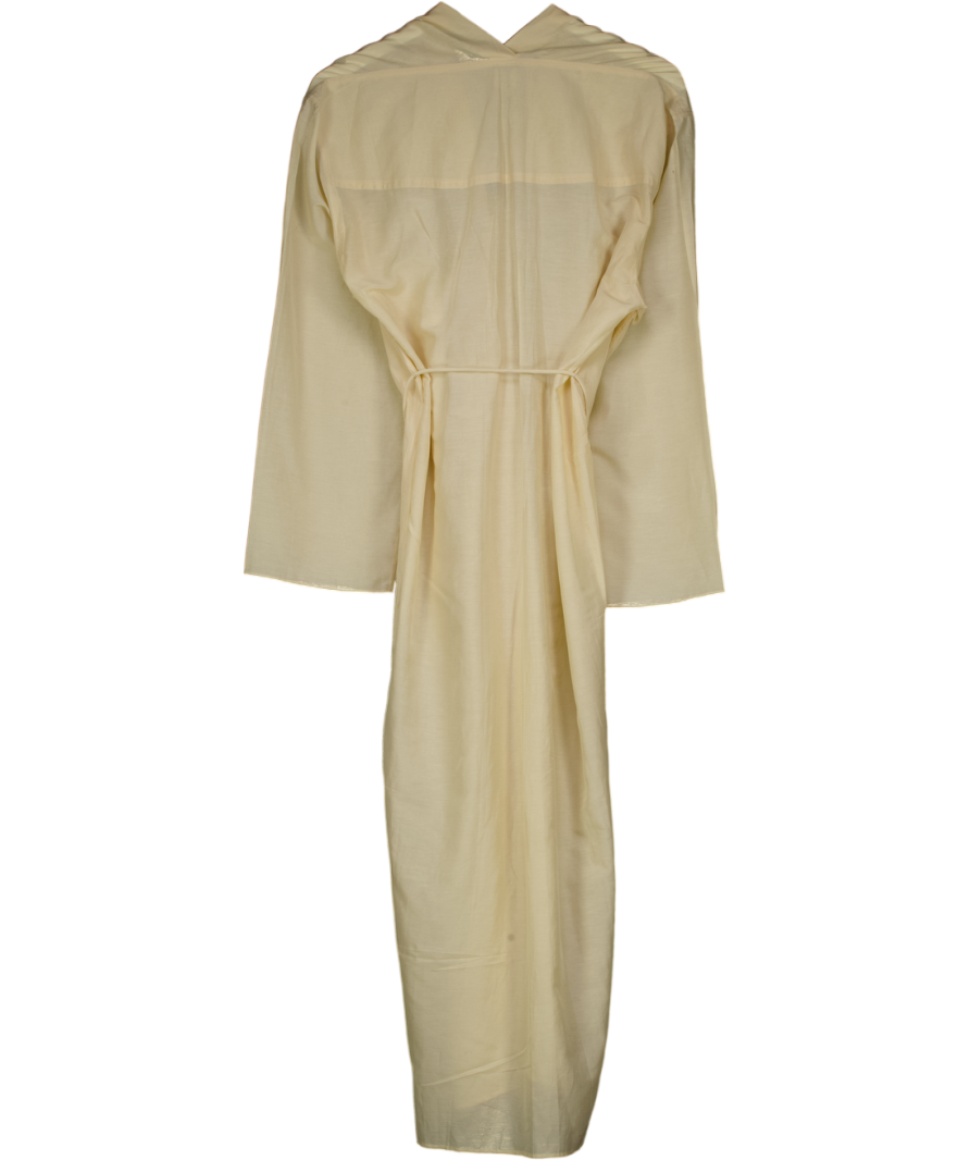 Totême Beige V-neck Relaxed-fit Organic Cotton And Silk-blend Midi Dress Fr34 UK 6