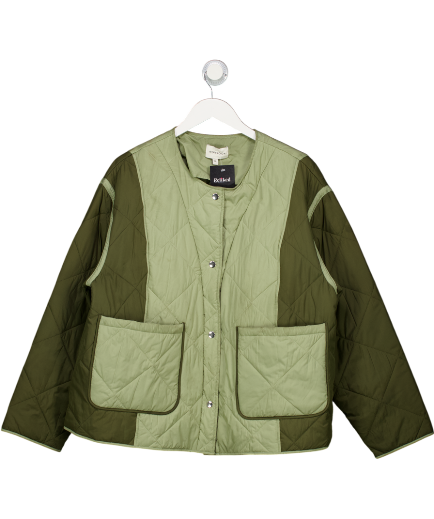 Monsoon Lulu Two-tone Quilted Jacket Green UK XL