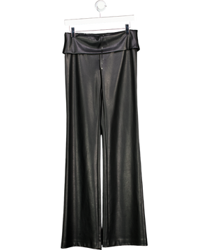 KHY Black Faux Leather Low Rise Foldover Trousers UK XS