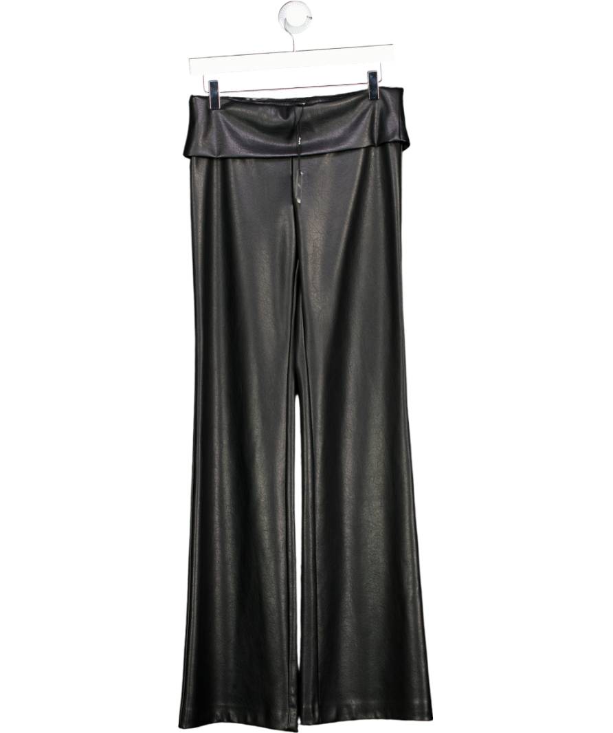 KHY Black Faux Leather Low Rise Foldover Pant UK XS