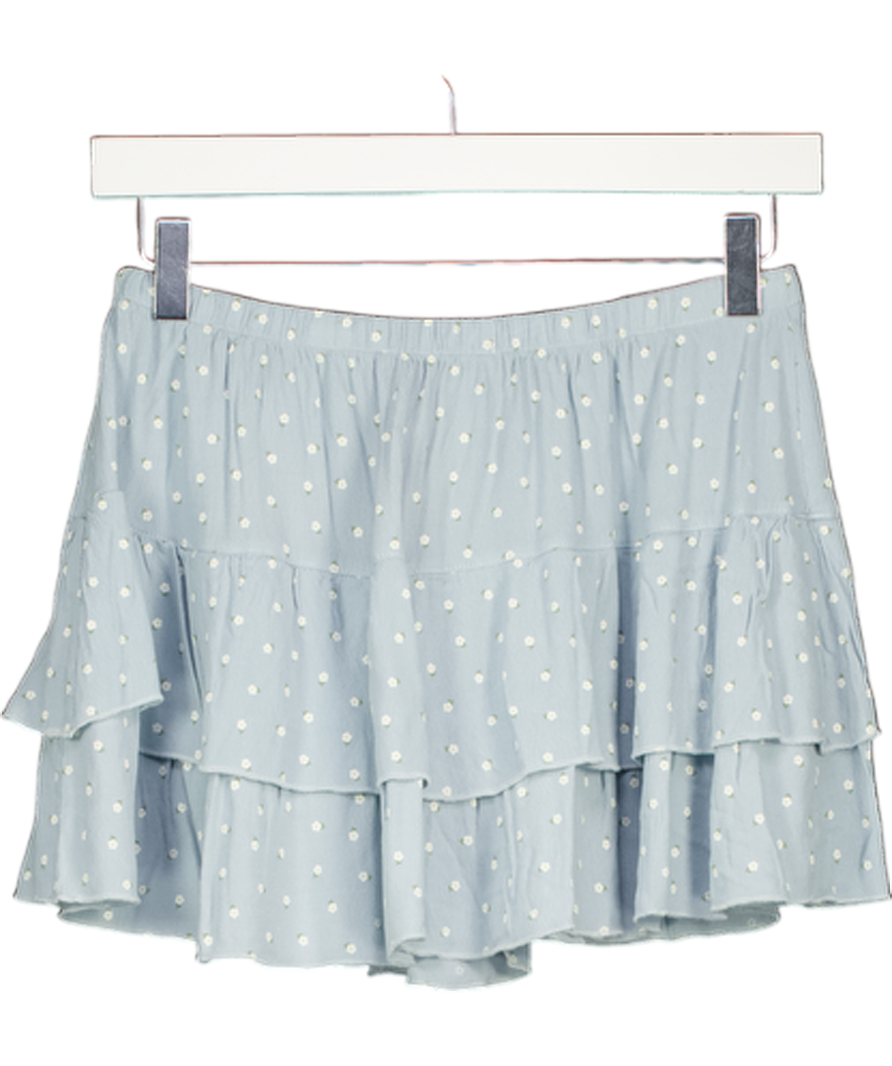 BRANDY MELVILLE Blue Floral Tiered Mini Skirt One Size