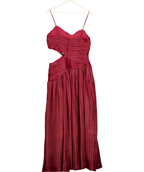 AJE Burgundy Red Laurier Wave Cutout Plissé-organza Maxi Dress UK 12