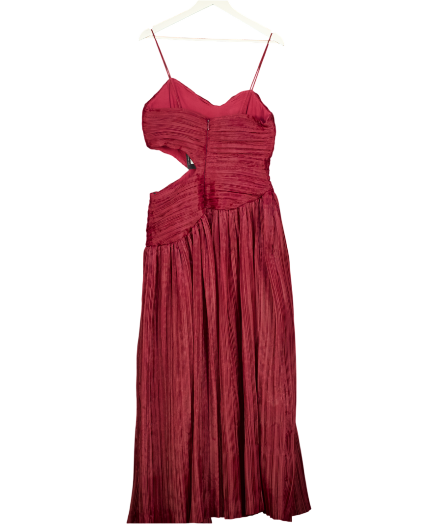 AJE Burgundy Red Laurier Wave Cutout Plissé-organza Maxi Dress UK 12