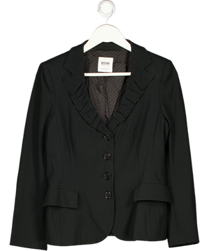 MOSCHINO CHEAPANDCHIC Black Vintage Triacetate / Polyester Blend Frill Collar Blazer UK 12