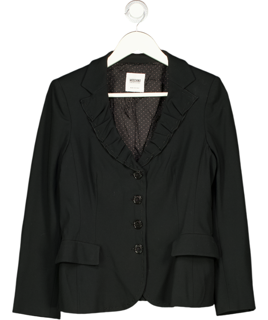 MOSCHINO CHEAPANDCHIC Black Vintage Triacetate / Polyester Blend Frill Collar Blazer UK 12