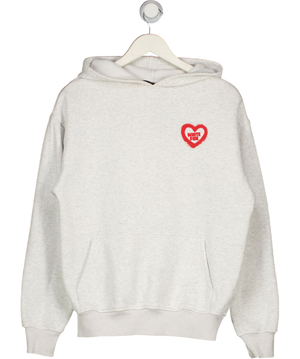 WHITE FOX Grey Heart Logo Hoodie Top UK XS/S