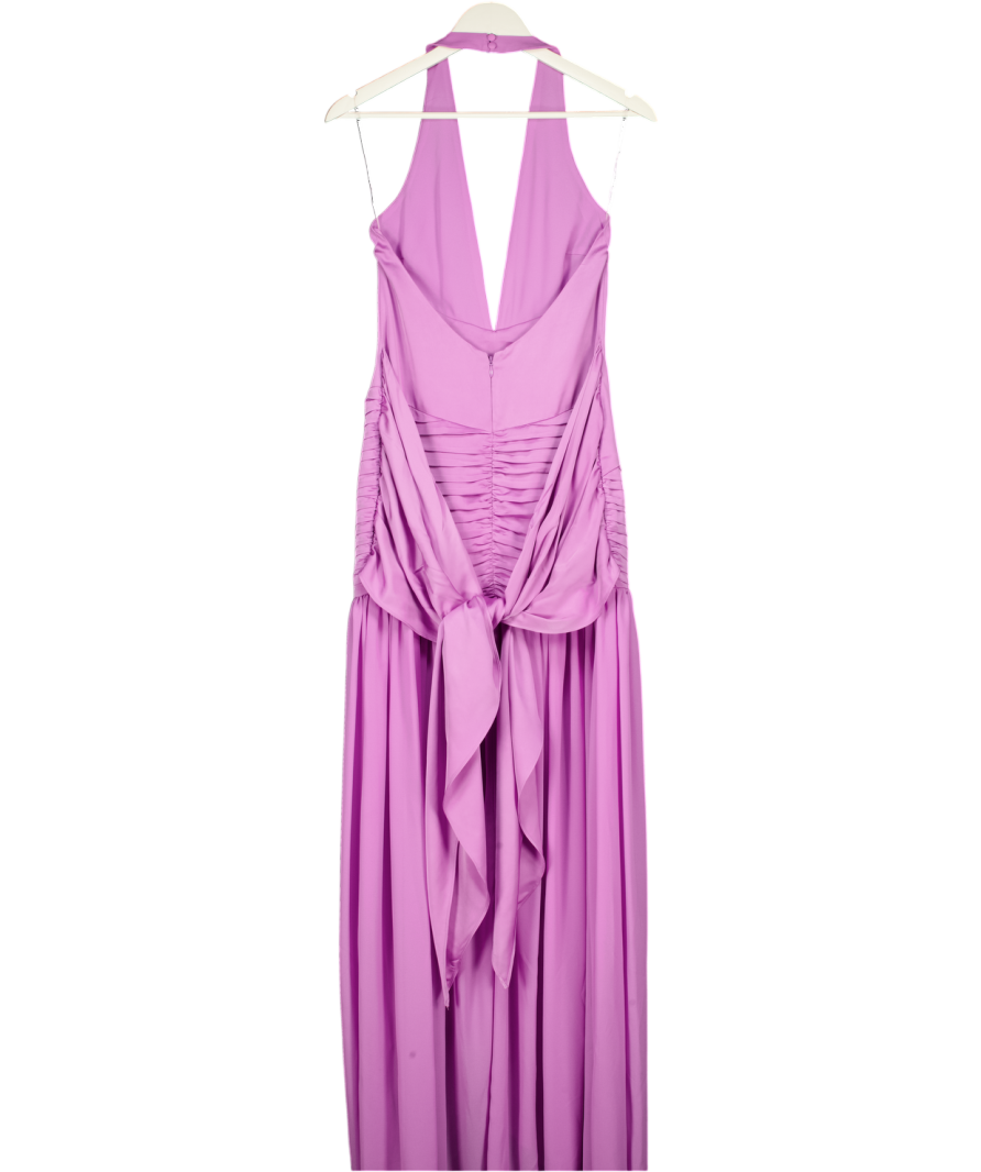 Meshki Lavender Purple Satin Halterneck Maxi Dress UK S