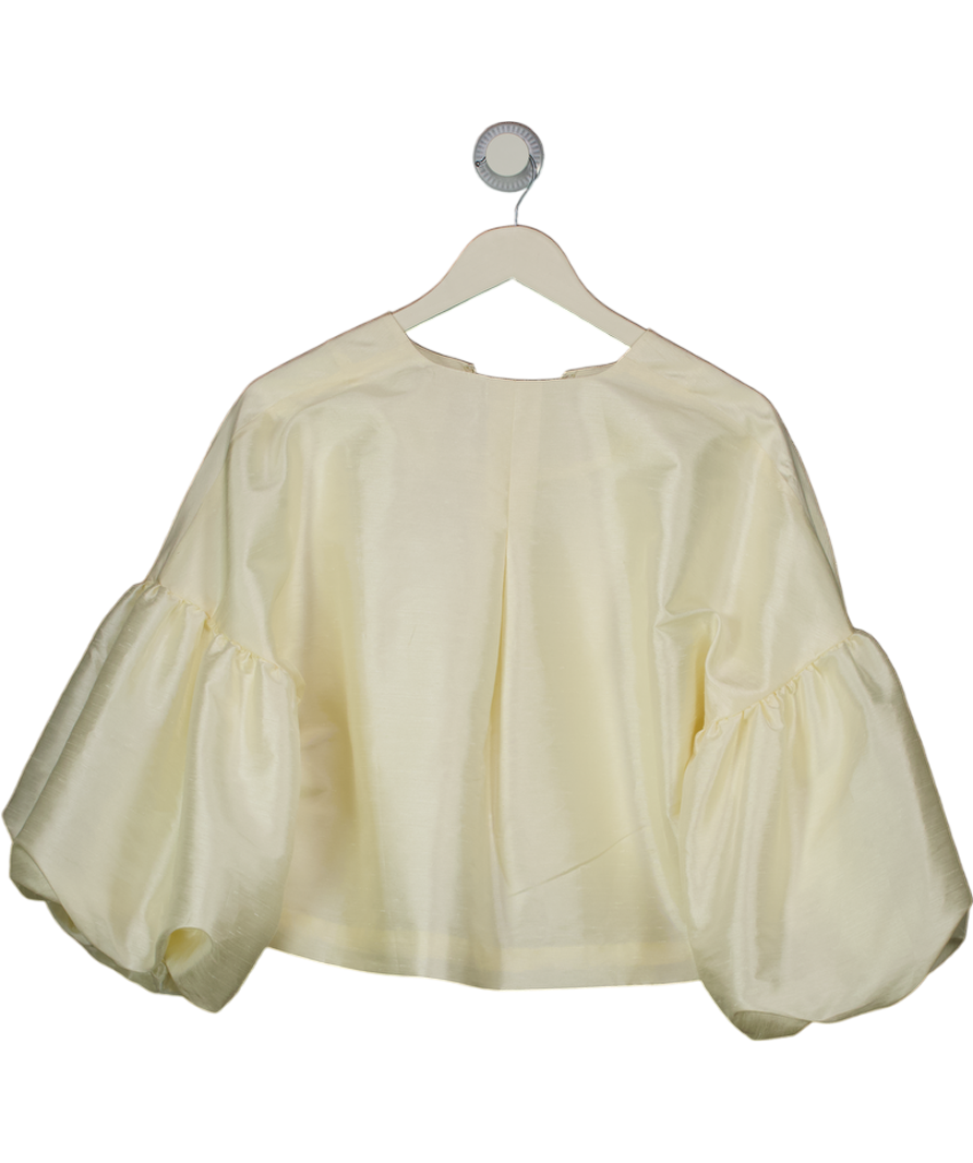 BY MALINA Cream Raw Silk Puff Sleeve Blouse / Jacket UK S