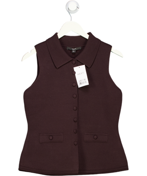 NEXT Chocolate Brown Smart Button Up Knitted Waistcoat UK S