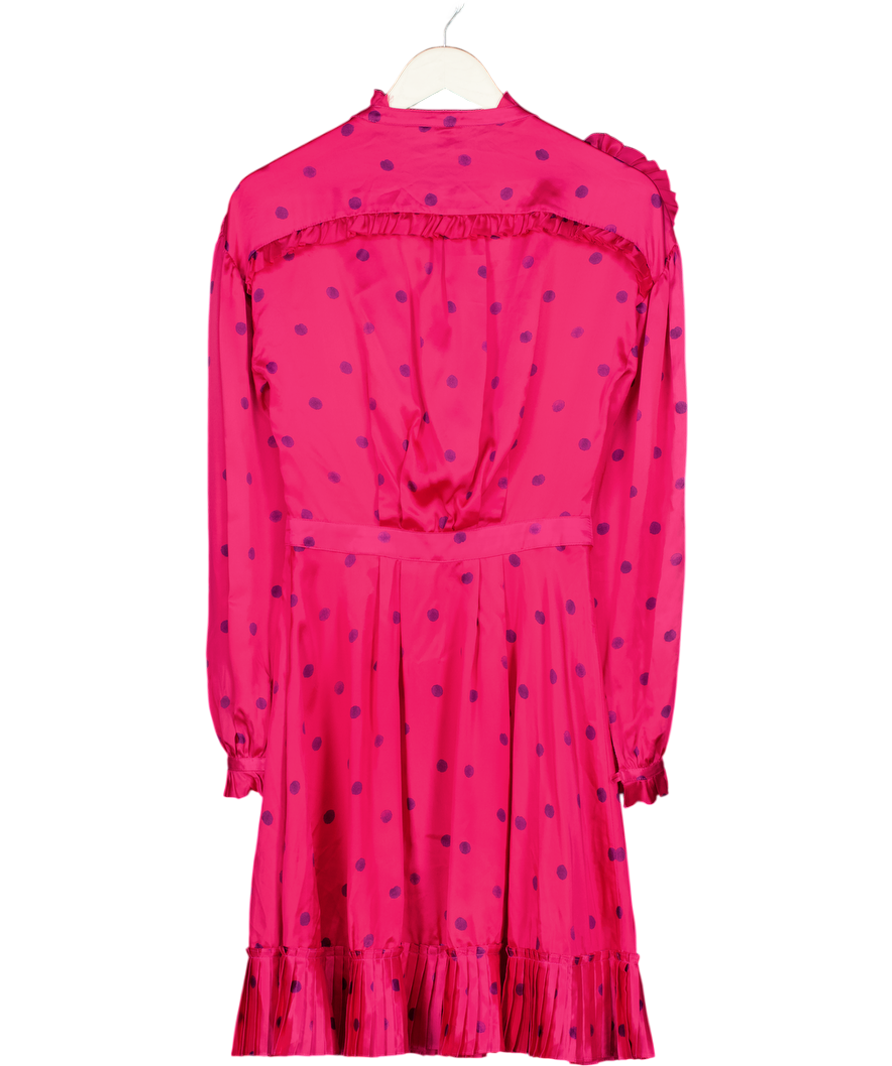 Mulberry Vintage Pink 100% Silk Long Sleeve Pleated Detail Dress UK 8
