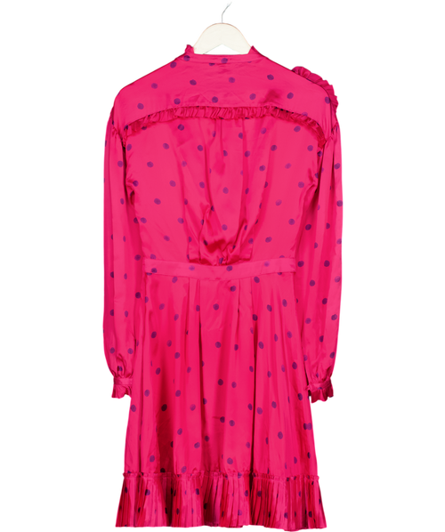 Mulberry Vintage Pink 100% Silk Long Sleeve Pleated Detail Dress UK 8