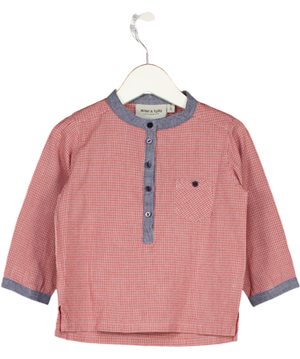 MINI A TURE Red And Blue Gingham Long Sleeve Shirt 12-18 Months