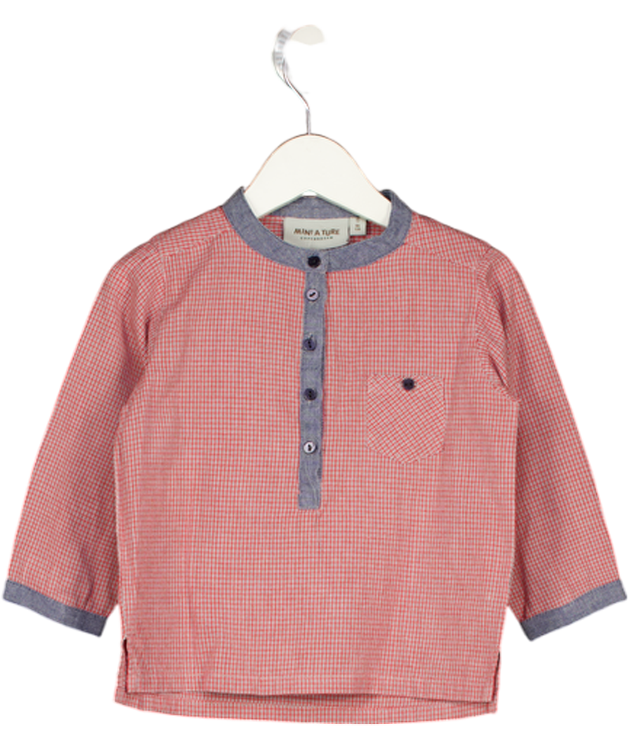 MINI A TURE Red And Blue Gingham Long Sleeve Shirt 12-18 Months