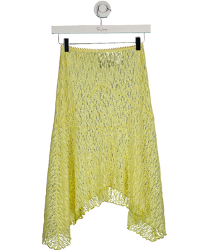 Topshop Yellow Cobweb Lace Asymmetric Hem Skirt UK 6